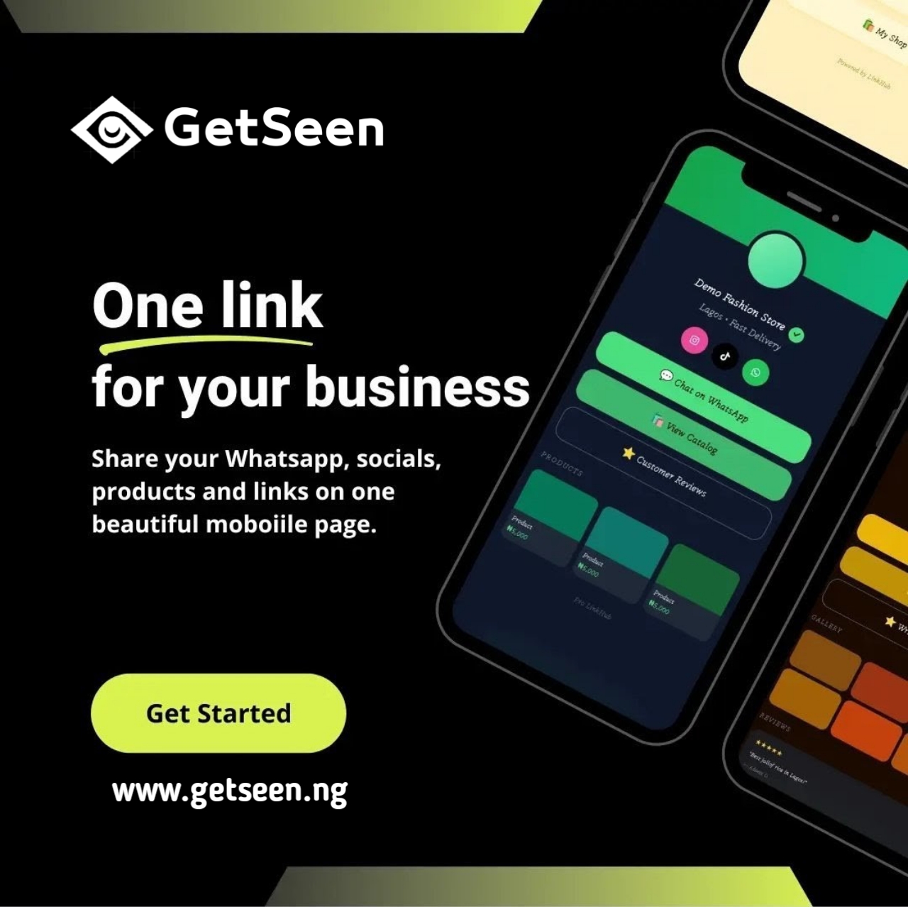 Get one link bio page for everything you do on GetSeen.ng