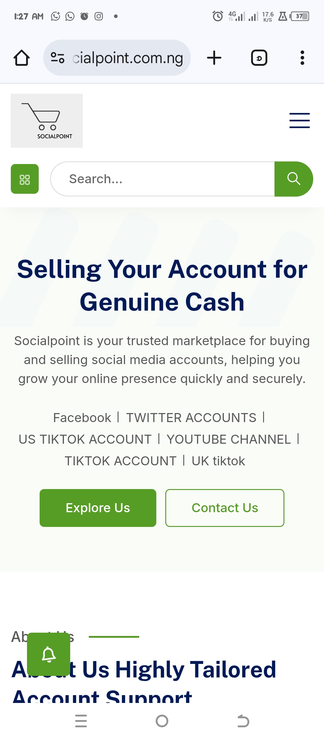Social media account selling marketplace